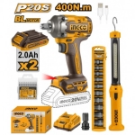 MASINA DE INSURUBAT BLMOTOR 20V/2X2AH+LANTERNA+CHEI TUBULARE INGCO