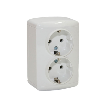 Priză dublă albă aparentă 16A IP44 220V Elmos