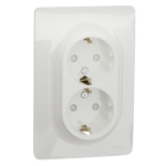 Двойная розетка с заземлением встраиваемывая белая 220V 16A ИП20 220V sedna New Schneider