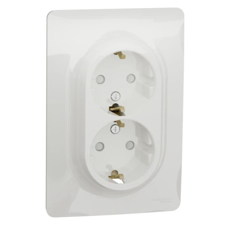 Priză dublă cu împământare incorporabilă albă 220V 16A IP20 220V sedna New Schneider