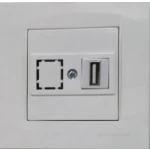 Розетка компьютерная с USB белая встраиваемывая ИП20 220V rita Mutlusan