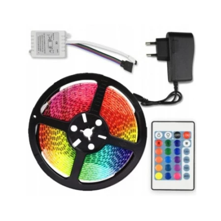Bandă led 7W RGB 220V 200 lm/m 60 led/m IP20 5m Horoz