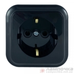 Priză neagră aparentă 16A IP20 220V praleska BYLECTRICA