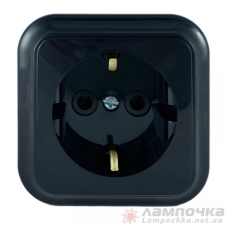 Розетка черная накладная 16A ИП20 220V praleska BYLECTRICA