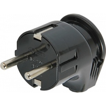 Вилка угловая с заземлением черная 16A Enext