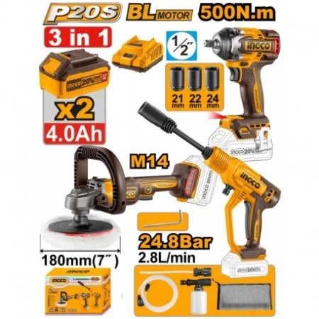 SET MASINA DE INSURUBAT+LUSTRUITOARE+MASINA DE SPALAT PE ACM INGCO