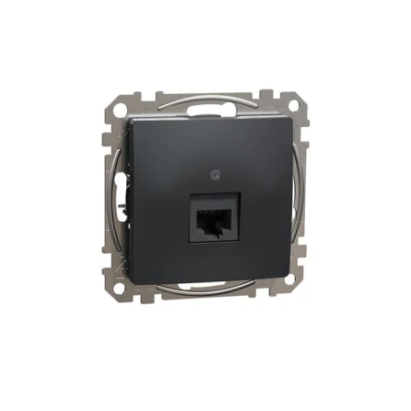 Розетка компьютерная встраиваемывая RJ45 антрацит 220V CAT6 ИП20 220V sedna New Schneider