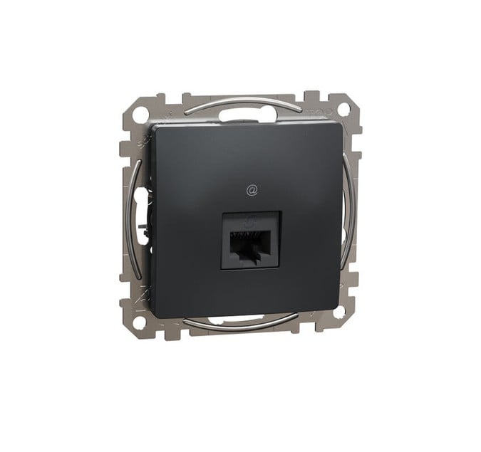 Розетка компьютерная встраиваемывая RJ45 антрацит 220V CAT6 ИП20 220V sedna New Schneider Розетка компьютерная встраиваемывая RJ45 антрацит 220V CAT6 ИП20 220V sedna New Schneider