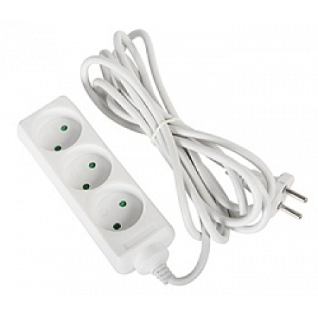 Удлинитель с 3 розетками с защитой белый 5m 16A 2х0,75mm² 220V Enext