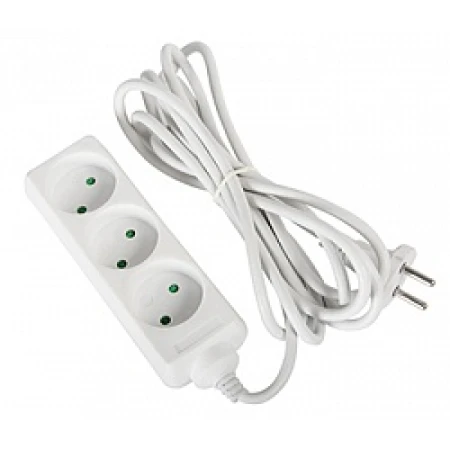 Удлинитель с 3 розетками с защитой белый 5m 16A 2х0,75mm² 220V Enext