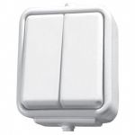 Выключатель двухклавишный накладной серый 10A ИП54 220V nora Grey Mutlusan