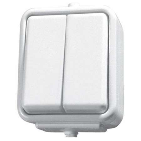 Выключатель двухклавишный накладной серый 10A ИП54 220V nora Grey Mutlusan