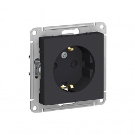 Розетка встраиваемывая с заземлением черная 220V 16A ИП20 220V rita Mutlusan