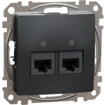 Розетка компьютерная встраиваемывая RJ45 антрацит 220V CAT6 ИП20 220V sedna New Schneider