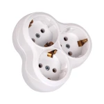 Priza triplă cu împământare albă aparentă 16A 220V Depa