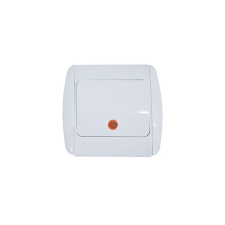 Выключатель одноклавишный встраиваемый с подсветкой белый 10A ИП20 220V jasmin Злмос