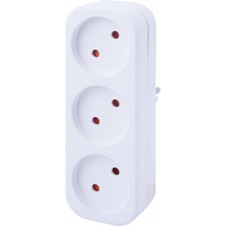 Adaptor cu 3 prize alb 10A Enext