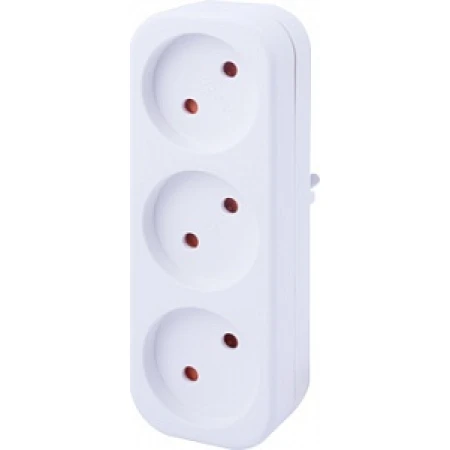 Adaptor cu 3 prize alb 10A Enext