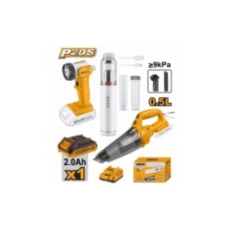 SET ASPIRATOR+LANTERNA PE ACUMULATOR 1X2AH+ASPIRATOR PORTABIL INGCO