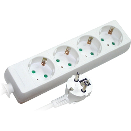 Удлинитель с 4 розетками с заземлением с защитой белый 5m 16A 3х1.0 мм² 220V Enext