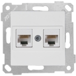 Двойная компьютерная розетка RJ45 белая встраиваемывая CAT5E ИП20 220V rita Mutlusan
