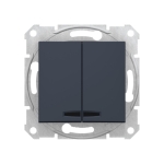 Выключатель двухклавишный встраиваемый с подсветкой антрацит 10A ИП20 220V sedna New Schneider