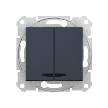 Întrerupător dublu incorporabil cu iluminare antracit 10A IP20 220V sedna New Schneider