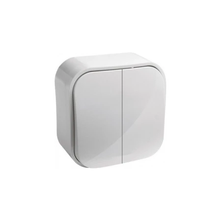 Întrerupător dublu aparent alb 10A IP20 220V Konza