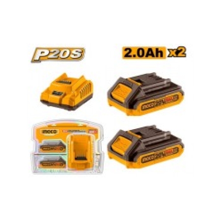 SET INCARCATOR+ACUMULATOR 20V/2X2AH INGCO