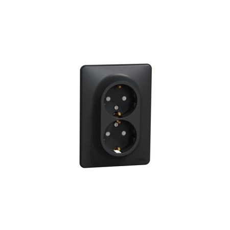 Priză dublă cu împământare antracit incorporabilă 16A IP20 220V sedna New Schneider