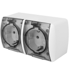 Priză dublă cu capac cu împământare transparentă aparentă 16A IP54 220V Enext Priză dublă cu capac cu împământare transparentă aparentă 16A IP54 220V Enext