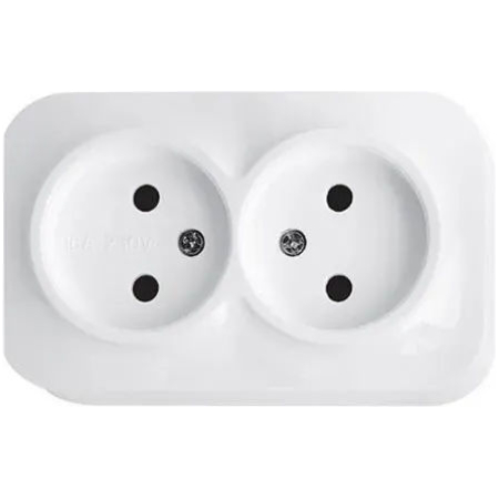 Двойная розетка белая накладная 16A ИП44 220V Злмос