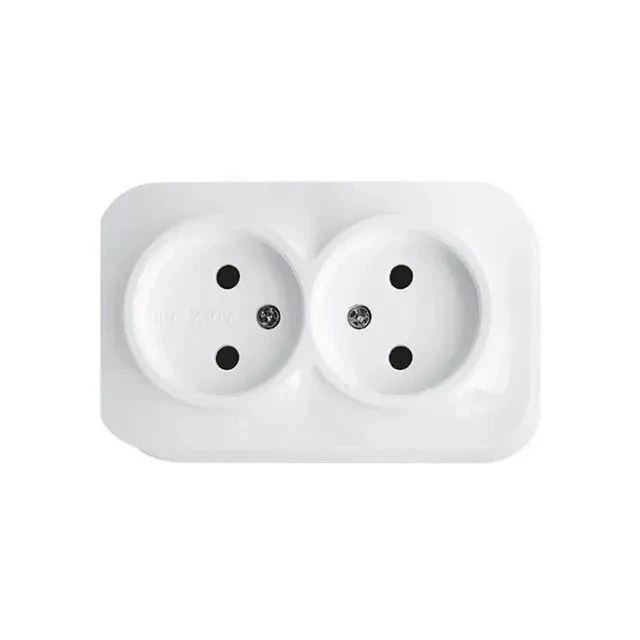 Priză dublă albă aparentă 16A IP44 220V Elmos Priză dublă albă aparentă 16A IP44 220V Elmos