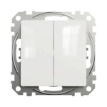 Выключатель двухклавишный встраиваемый белый 10A ИП20 220V sedna New Schneider