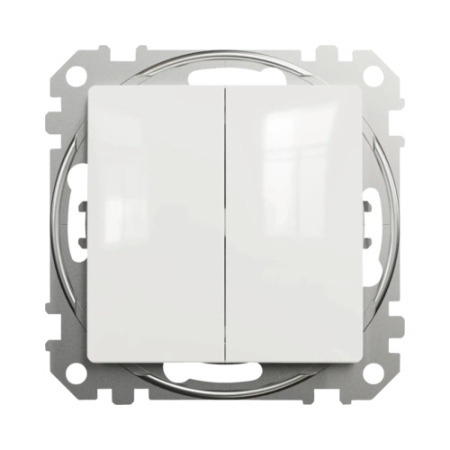 Выключатель двухклавишный встраиваемый белый 10A ИП20 220V sedna New Schneider