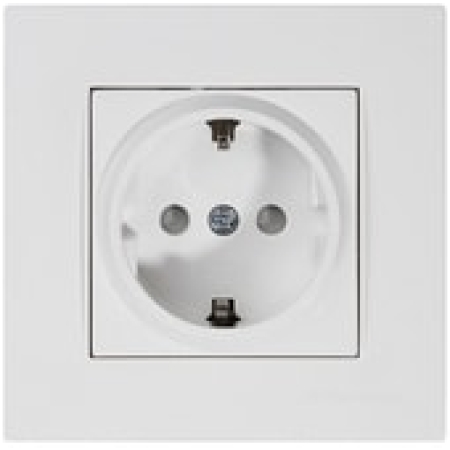 Розетка с рамкой встраиваемывая белая с заземлением белая 16A ИП20 220V rita Mutlusan