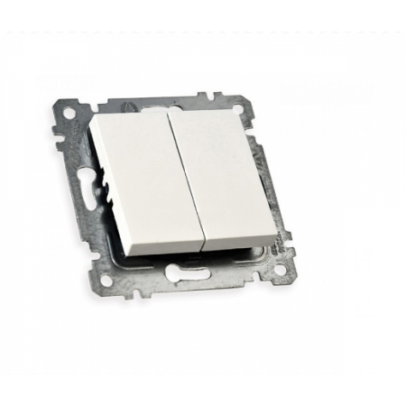 Выключатель двухклавишный встраиваемый белый 10A ИП20 220V rita Mutlusan