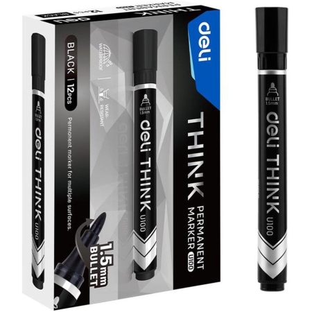 MARKER PERMANENT SUBTIRE NEGRU 1.5MM DELI