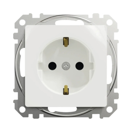 Pозетка заглушка с заземлением белая встраиваемывая 16A ИП20 220V sedna New Schneider