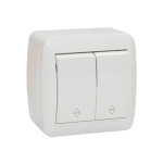 Întrerupător dublu aparent cap-scară alb 10A IP20 220V Elmos Întrerupător dublu aparent cap-scară alb 10A IP20 220V Elmos