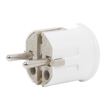 Вилка с заземлением белая 16A Depa