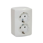 Двойная розетка белая накладная 16A ИП44 220V Злмос