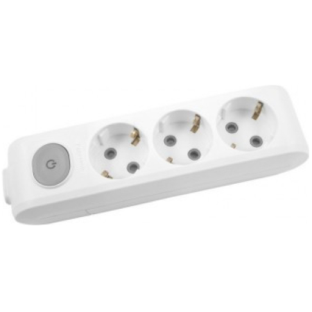 Блок с выключателям с 3 розетками белый Depa