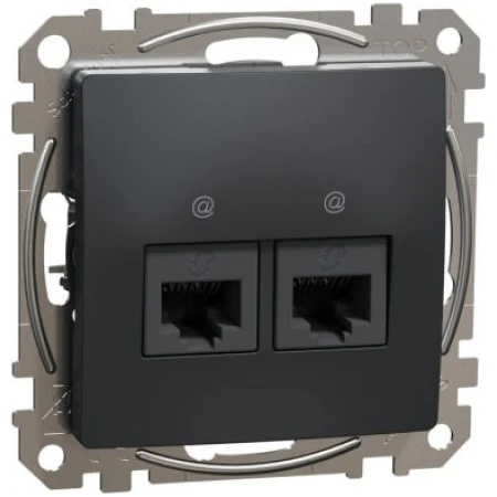 Розетка компьютерная встраиваемывая RJ45 антрацит 220V CAT6 ИП20 220V sedna New Schneider