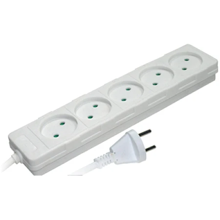 Prelungitor cu 5 prize cu protecție alb 5m 16A 2х0,75mm² 220V Enext