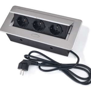 Priza încastrată în mobilier 5 prize gri aluminiu Priza încastrată în mobilier 5 prize gri aluminiu