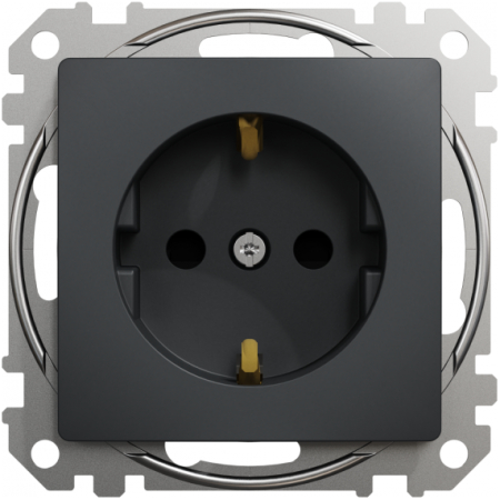 Priză cu împământare antracit incorporabilă 16A IP20 220V sedna New Schneider