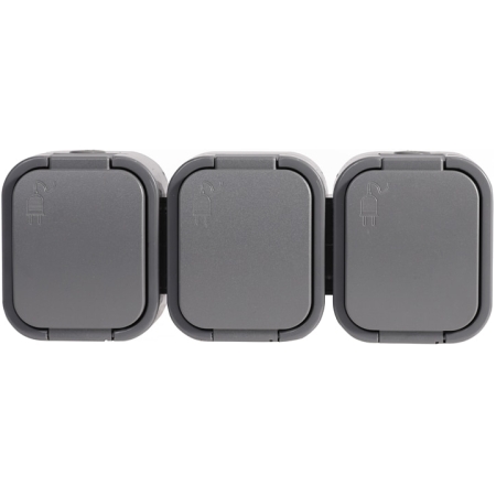 PRIZA TRIPLA CU CAPAC APARENTA GRI 16A IP65 220V ABEX