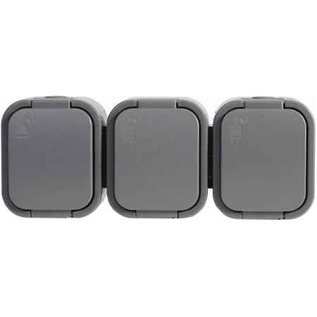 PRIZA TRIPLA CU CAPAC APARENTA GRI 16A IP65 220V ABEX