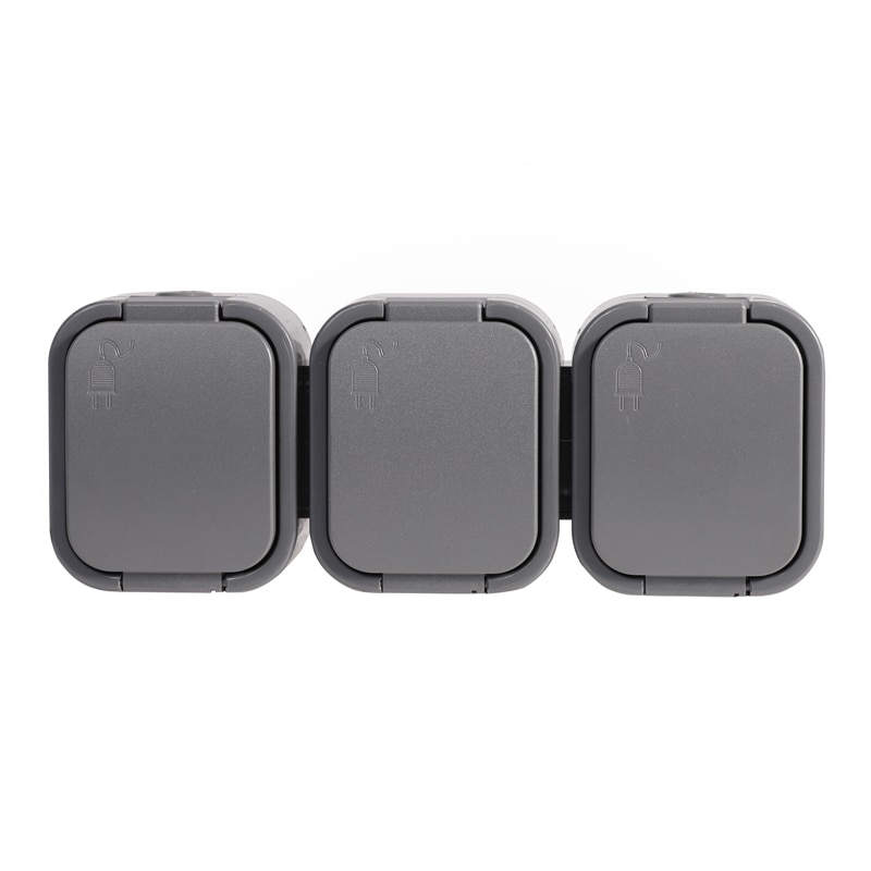 PRIZA TRIPLA CU CAPAC APARENTA GRI 16A IP65 220V ABEX PRIZA TRIPLA CU CAPAC APARENTA GRI 16A IP65 220V ABEX